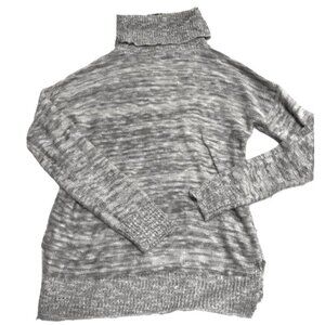 PINK ROSE turtleneck sweater L gray marbled soft cozy lightweight